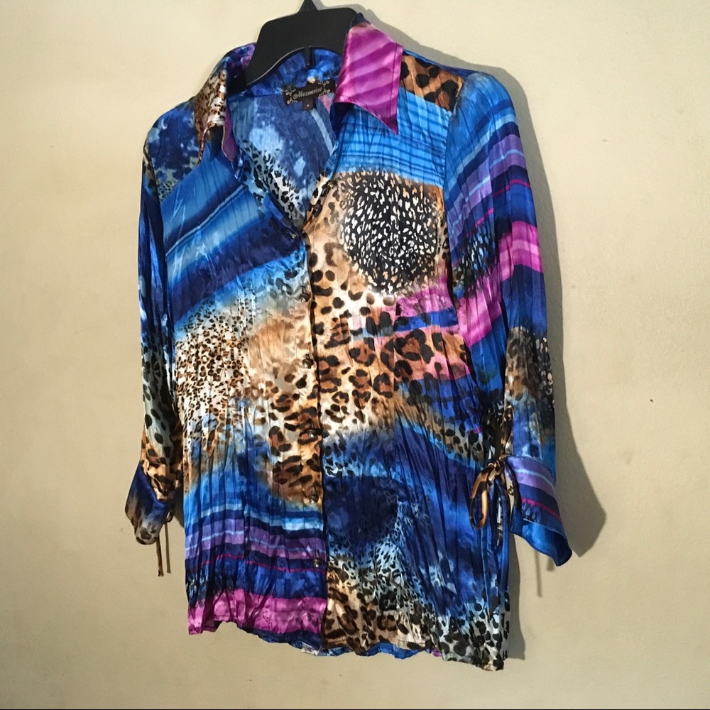 Mesmerize “Ariel” Mixed Print BD Top, Sz S